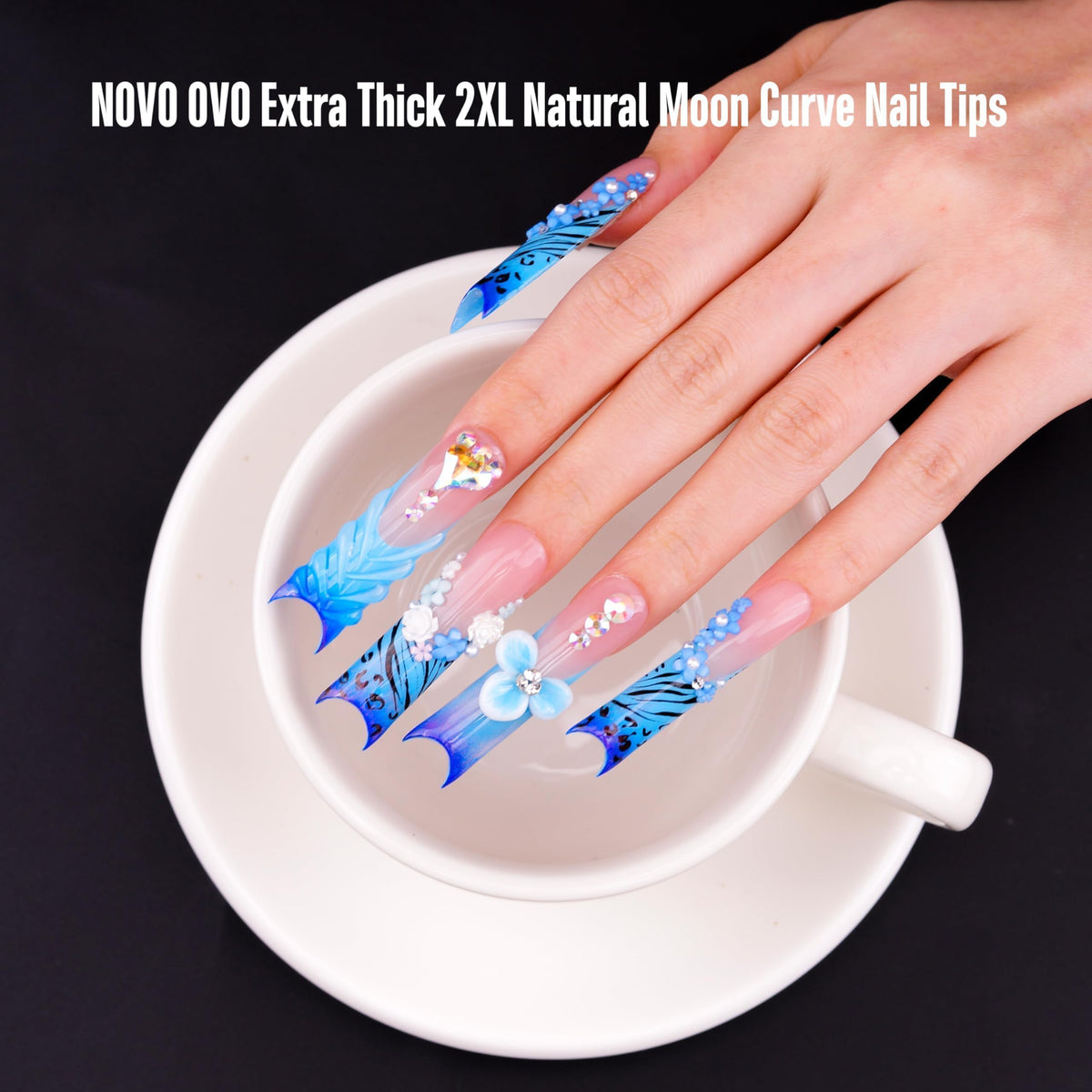 NOVO OVO close-up of moon curve for easier application and natural arc fit