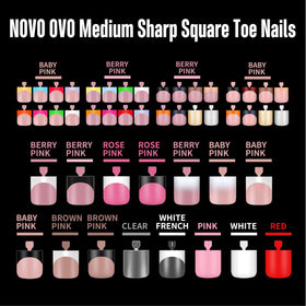 NOVO OVO decorated red toe tips showing base ready for art