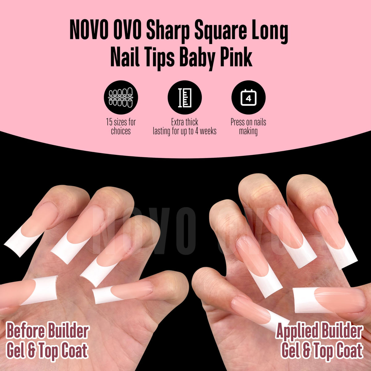 NOVO OVO cuticle edge closeup showing pre-filed thin end for easier application