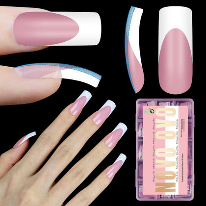NOVO OVO front box display showing 240-piece set and berry pink white French tips
