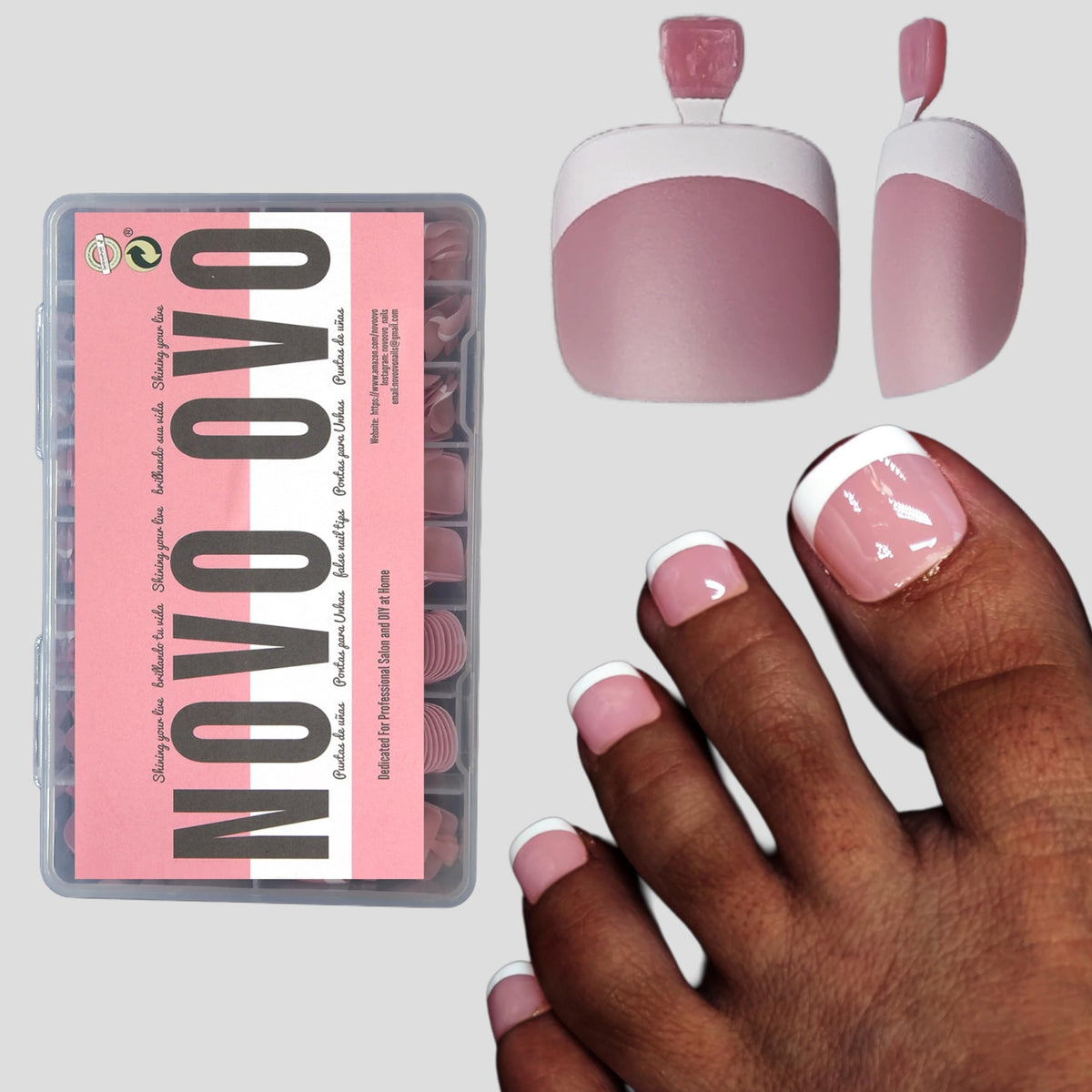 NOVO OVO front packaging showing berry pink tips and 360-piece count
