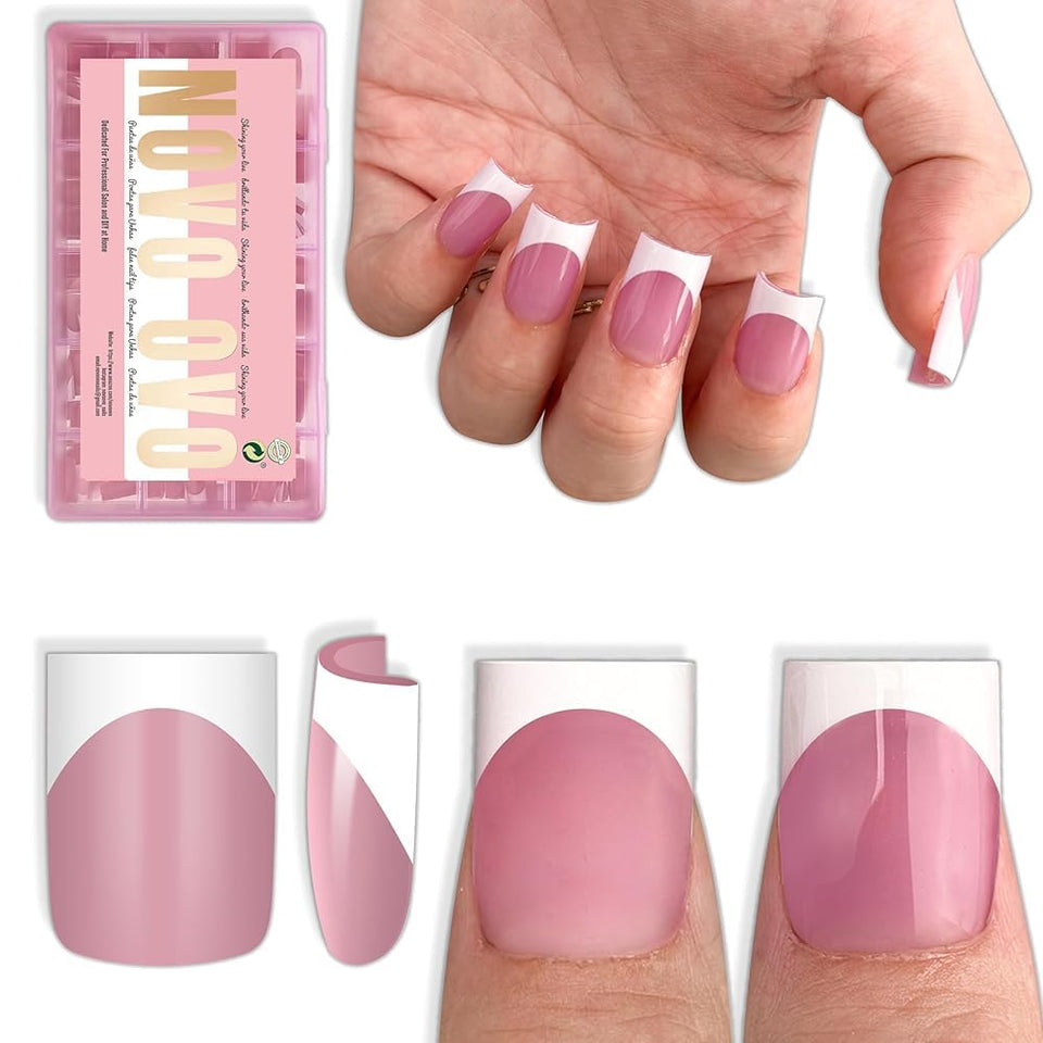 NOVO OVO front packaging showing 240-piece French tip kit and quick application benefit