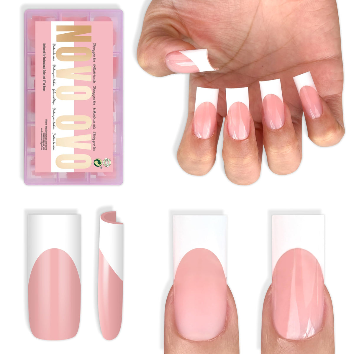 NOVO OVO front packaging showing full 180pc kit and quick salon results