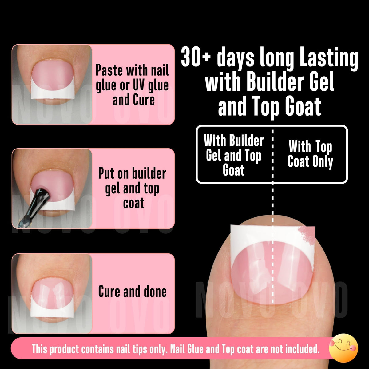 NOVO OVO enlarged handle and size label detail for easier placement during application