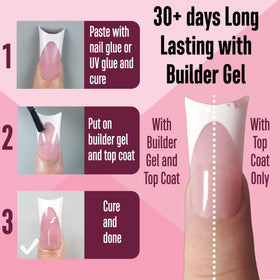 NOVO OVO application on hand demonstrating press-on ease and salon finish benefit