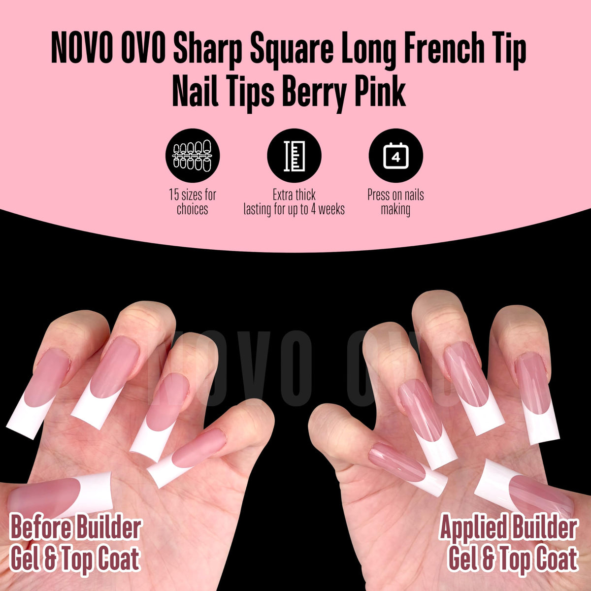 NOVO OVO press-on tips being applied for fast salon-quality results