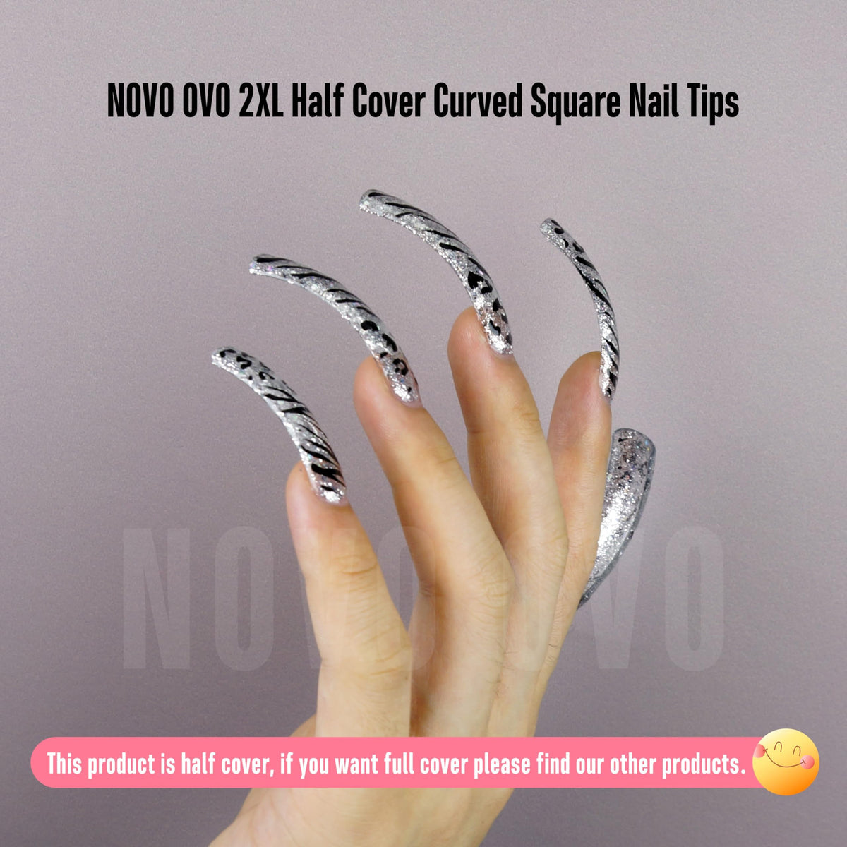 NOVO OVO finished Y2K manicure on model highlighting dramatic style impact