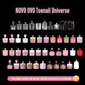 NOVO OVO finished pedicure on toes demonstrating creamy milky white result