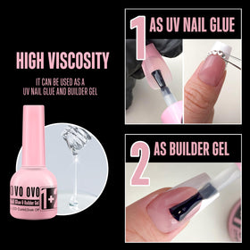 NOVO OVO pink bottle close-up showing builder gel texture