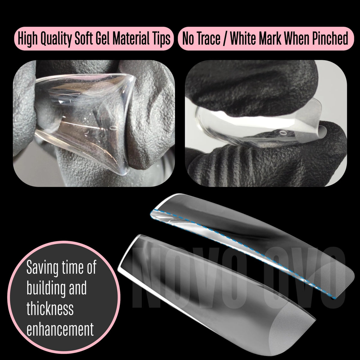 NOVO OVO pre-filed cuticle end detail for no-filing application