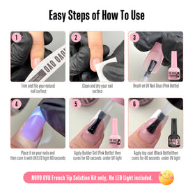 NOVO OVO press-on tips attached on natural nails for size scale