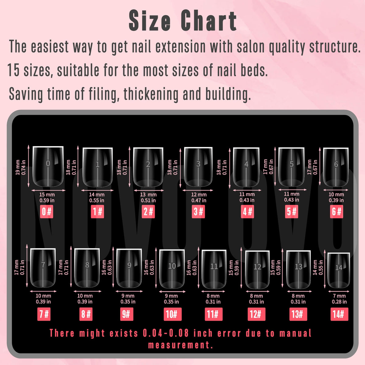 NOVO OVO scale comparison with fingers showing 15 sizes and fit