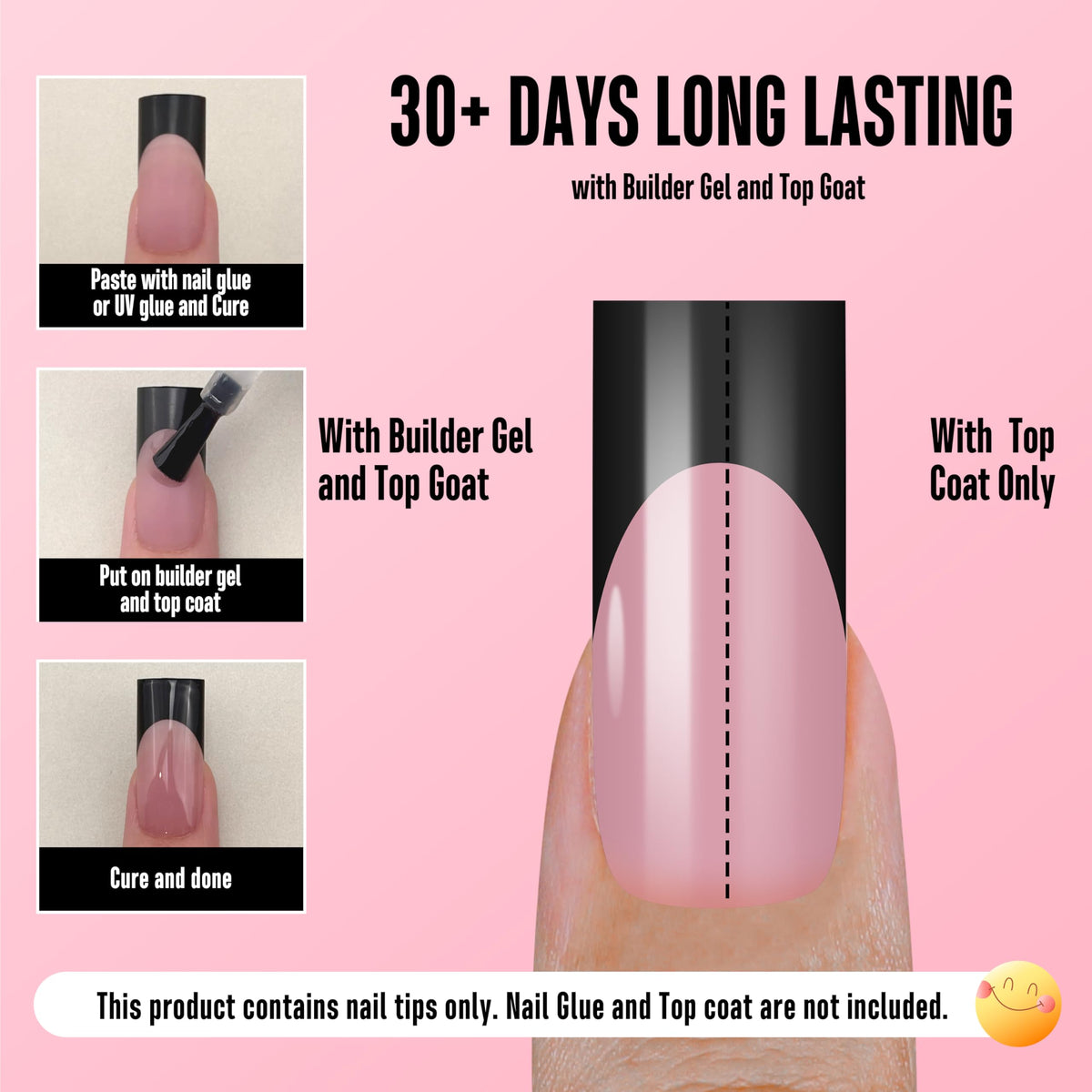 NOVO OVO tip beside natural nail for scale, helps choose correct length and fit