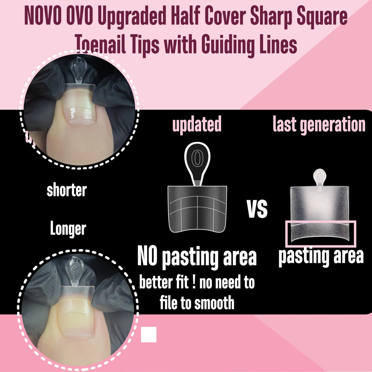 NOVO OVO detailed cuticle edge view, flexible thin edge for reduced filing