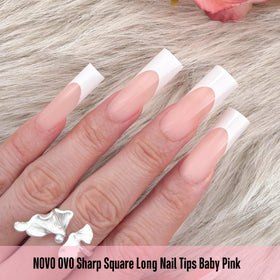 NOVO OVO side view of extra-thick builder gel bottle and glossy top coat for durable shine