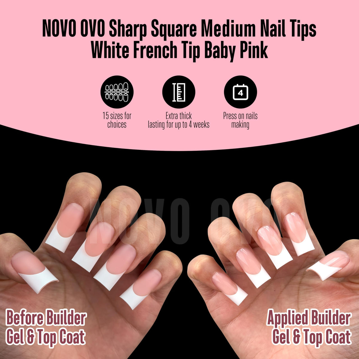 NOVO OVO size chart with 15 tip sizes to ensure precise fit
