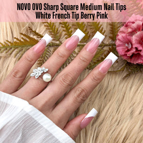 NOVO OVO swatch with builder gel and top coat illustrating glossy salon finish and strength
