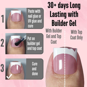 NOVO OVO toenails applied on toes demonstrating fast DIY pedicure finish
