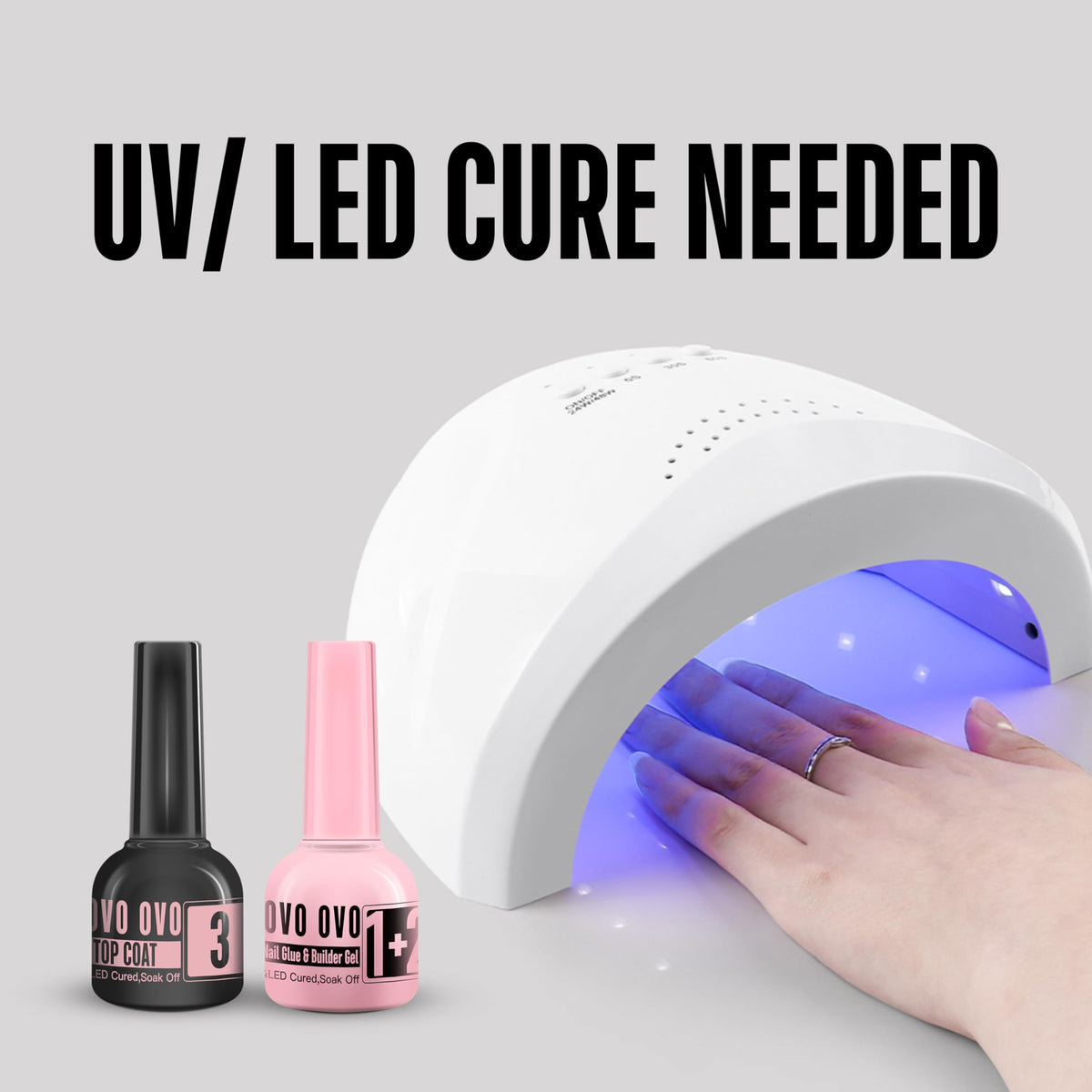 NOVO OVO premium top coat label detail demonstrating glossy finish and long-lasting protection