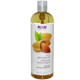 NOW Foods almond oil front packaging showing both 16 fl oz bottles and label for value pack