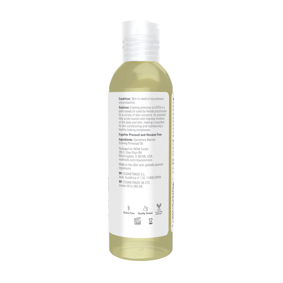 NOW Solutions label close-up highlighting ingredients and GMP quality assurance benefit clarity
