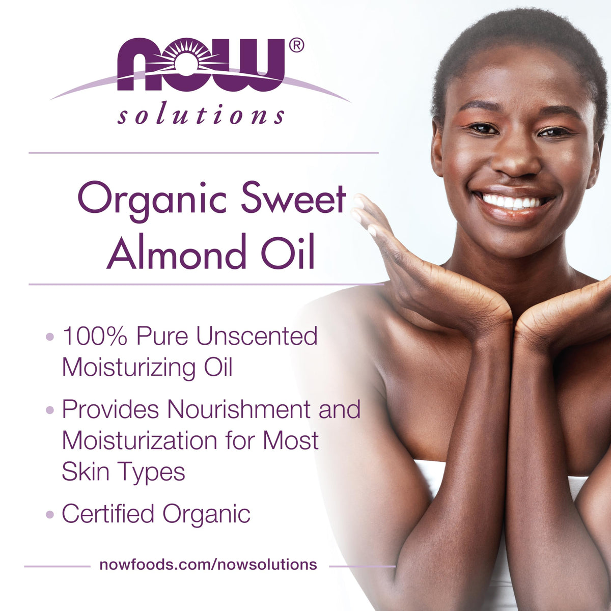 NOW Foods oil applied to hand demonstrating moisturizing and softening benefit