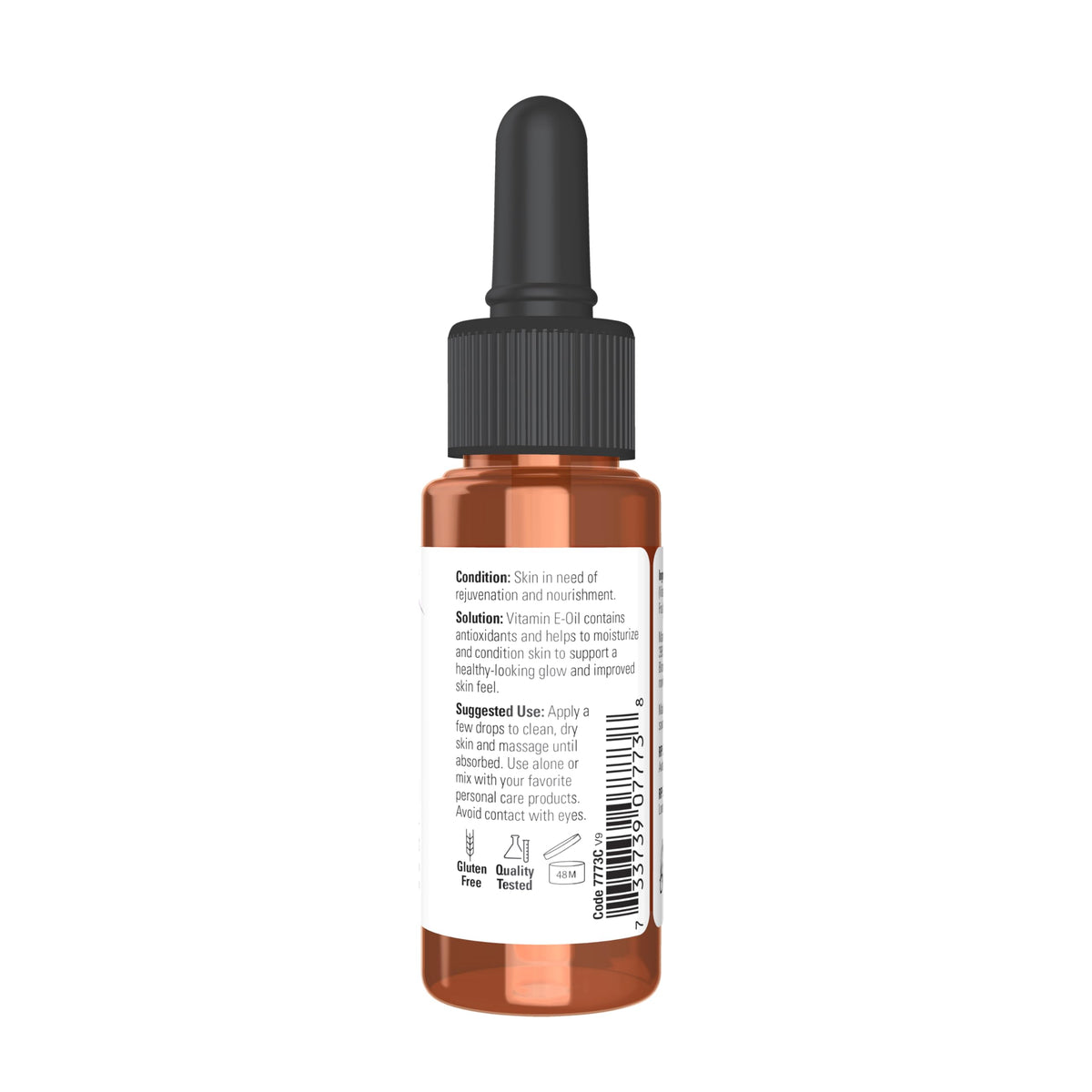 NOW Foods dropper close-up dispensing oil, highlighting precise application benefit