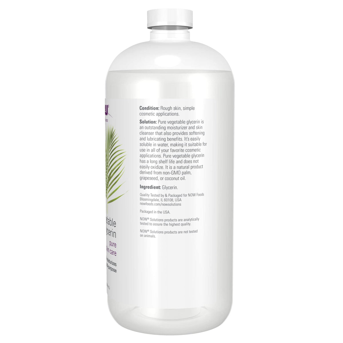 NOW Foods glycerin close-up liquid texture showing clarity and viscosity for formulation accuracy