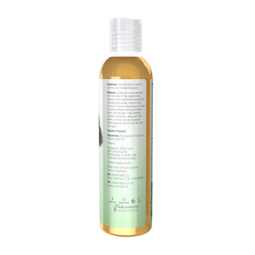 NOW Foods jojoba clear bottle side view highlighting UV protectant