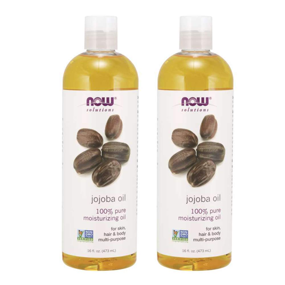 NOW Solutions jojoba oil front packaging showing label and size, convenient for routines