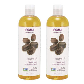 NOW Solutions jojoba oil front packaging showing label and size, convenient for routines
