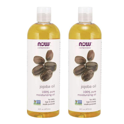 NOW Solutions jojoba oil front packaging showing label and size, convenient for routines