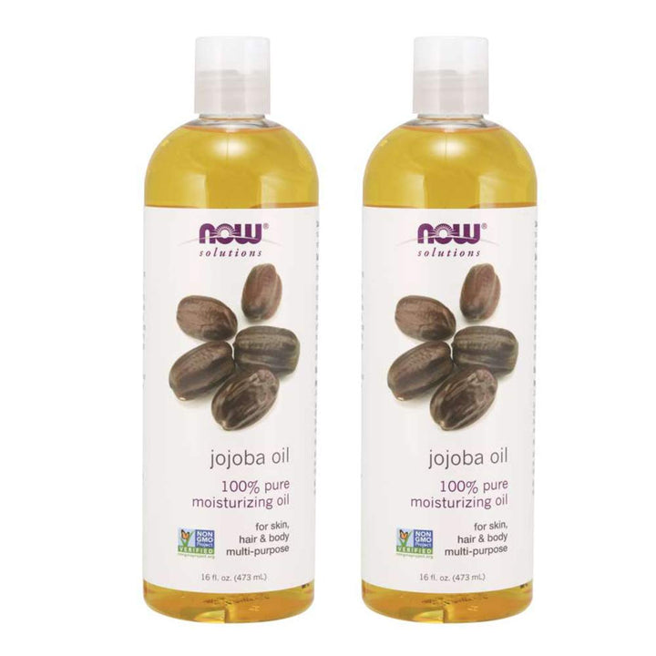 NOW Solutions jojoba oil front packaging showing label and size, convenient for routines