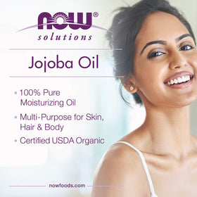 NOW Foods jojoba oil drop closeup showing lightweight texture and absorption