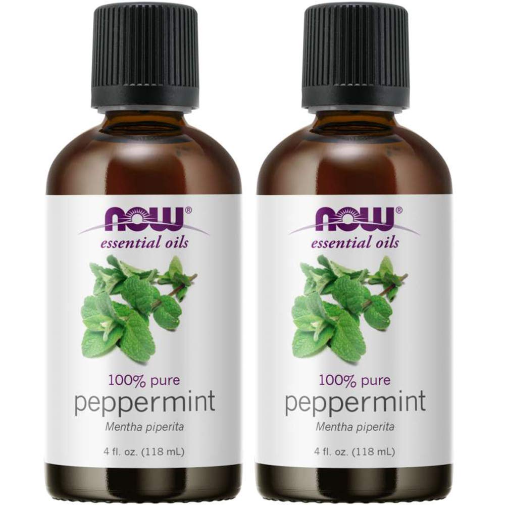 NOW Foods peppermint oil front packaging showing two 4 oz bottles and brand clarity