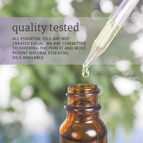 NOW Foods peppermint oil beside a ruler showing 4 oz bottle size and scale benefit