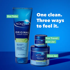 Close view of Noxzema label listing key ingredients and directions