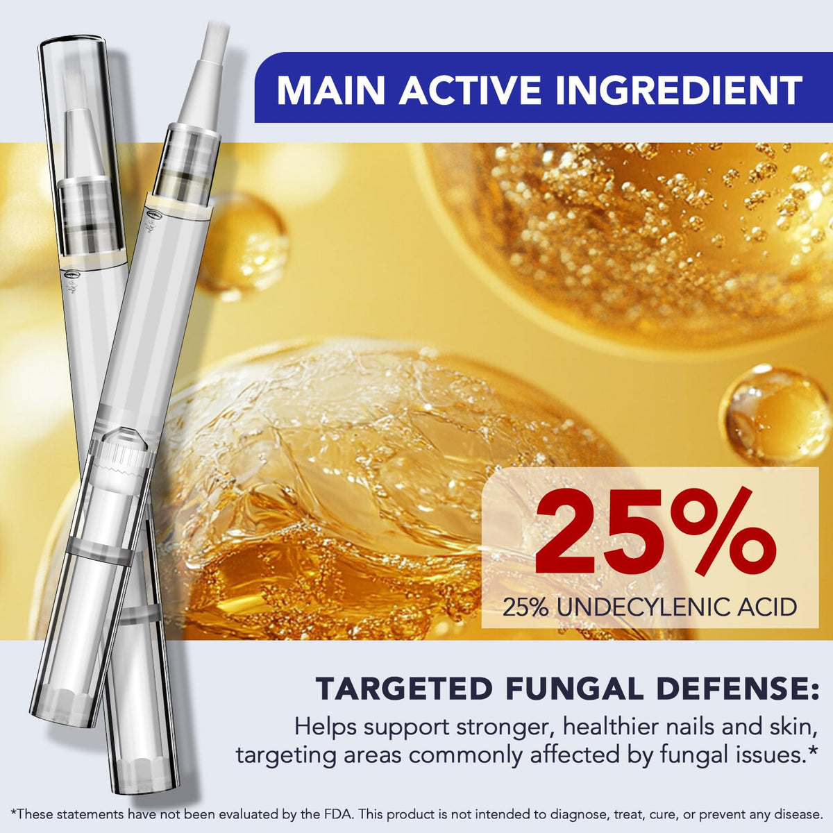 NQINQI label showing 25% undecylenic acid, clarity on active strength benefit