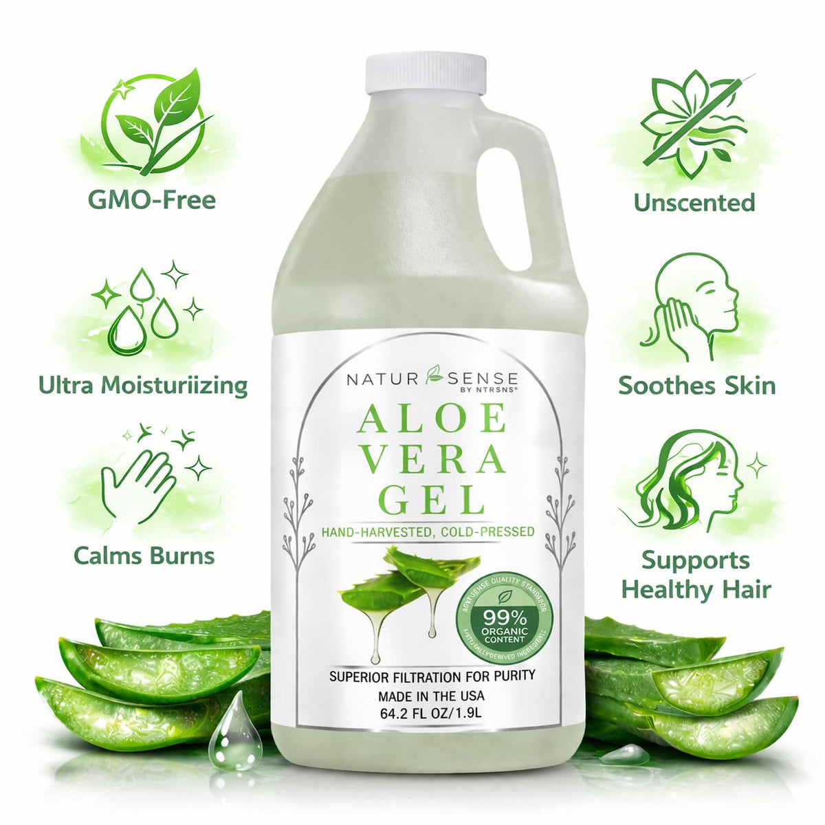 NTRSNS label ingredients detail showing organic aloe and clean formulation