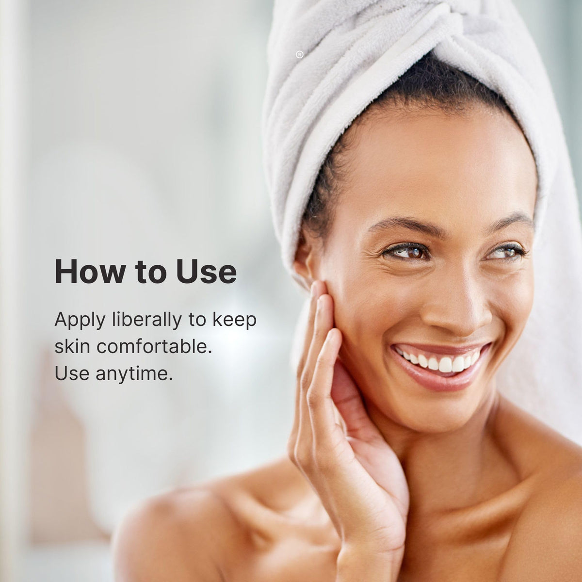 Nu Skin on bathroom shelf with towel showing daily routine benefit convenience