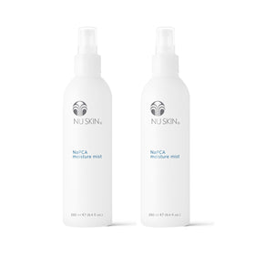 Nu Skin front packaging showing two 8.4 fl oz bottles and product benefit