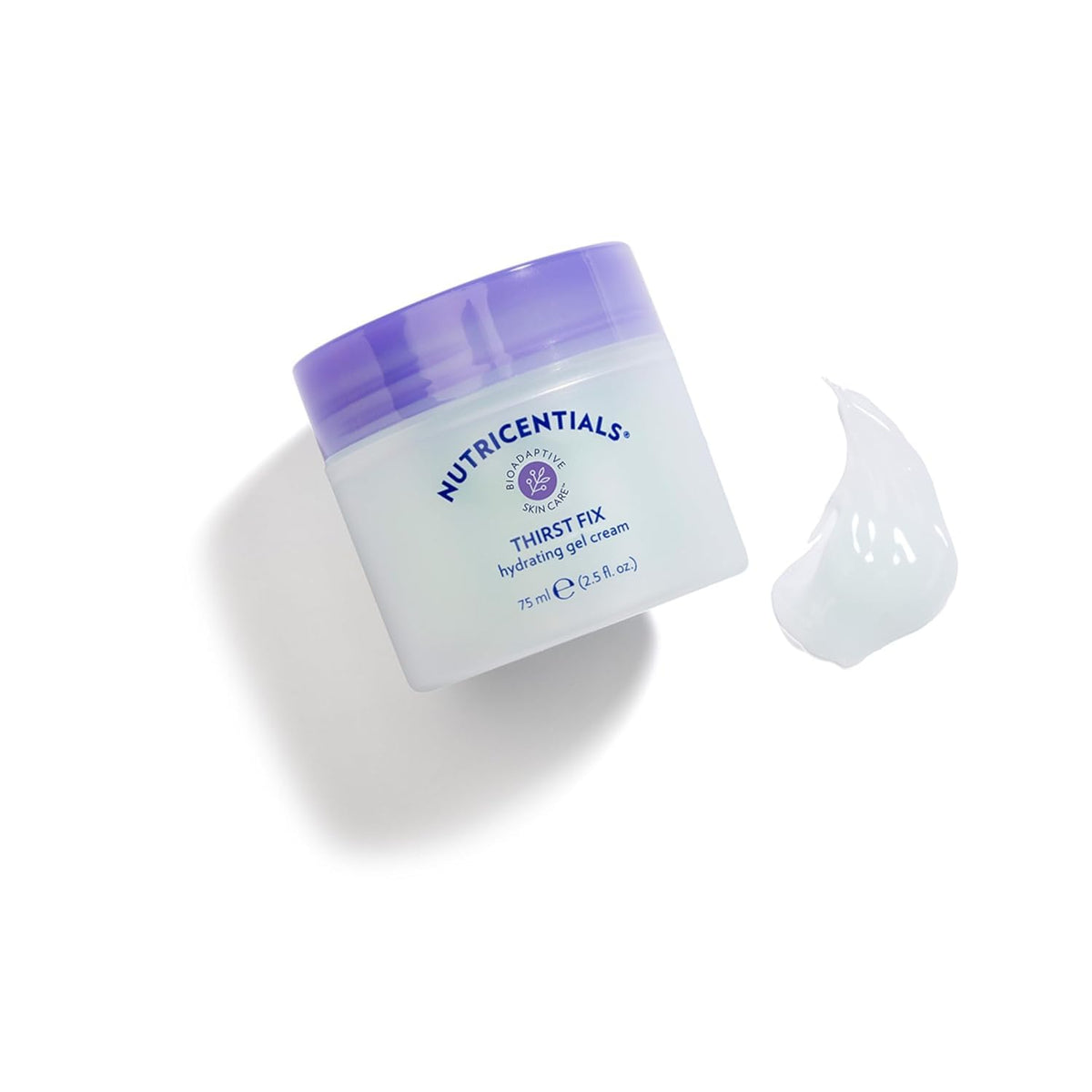 Nu Skin ThirstFix open jar close-up showing gel-cream texture and smooth finish benefit