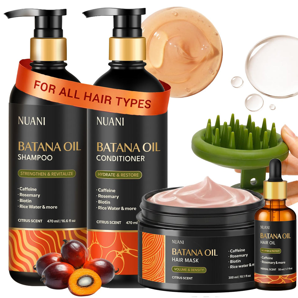 Nuani front packaging showing shampoo and conditioner for easy dispensing