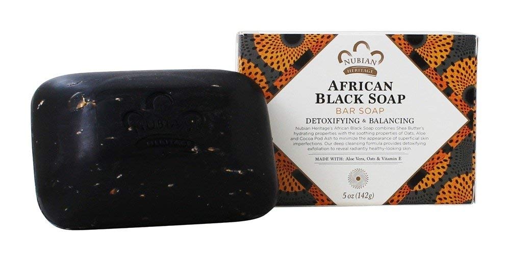 Nubian Heritage soap texture close-up highlighting natural exfoliating grains