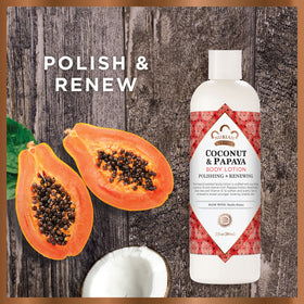 Nubian Heritage coconut and papaya ingredients close-up highlighting nourishment