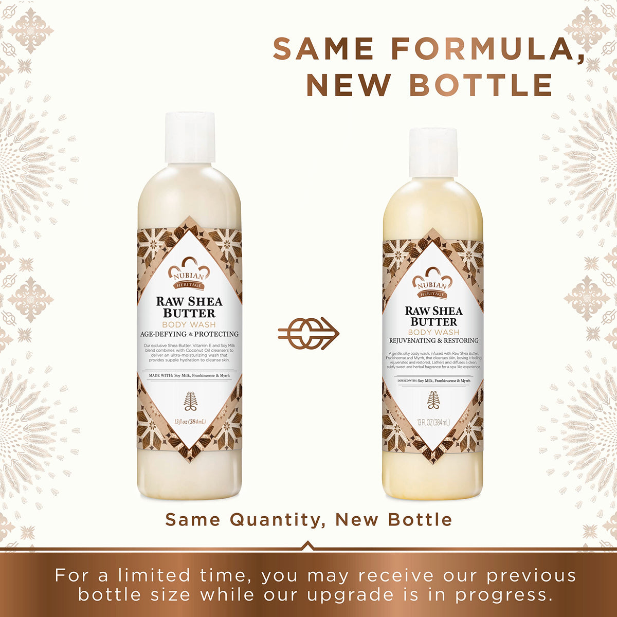 Nubian Heritage pump dispensing body wash with creamy lather for easy use
