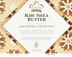 Nubian Heritage front packaging showing six 5oz bars and brand benefits