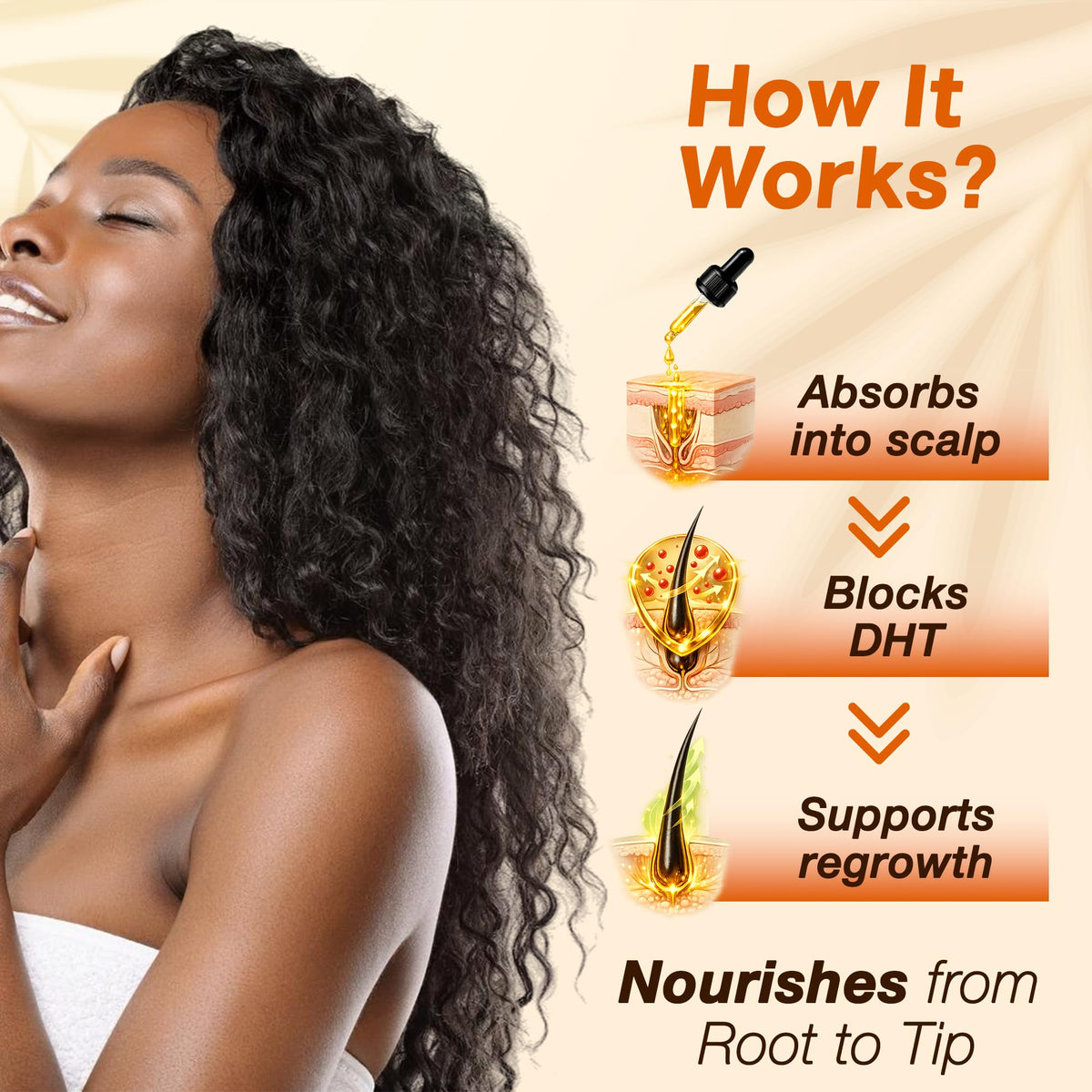 Nubian Nutrified hair ends before and after showing reduced breakage