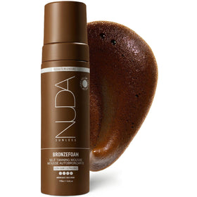 Nuda BronzeFoam front packaging showing bottle and cap benefiting clear identification
