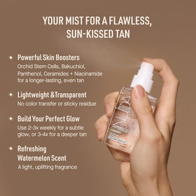Nuda bottle on vanity with skincare items showing compatibility in routines